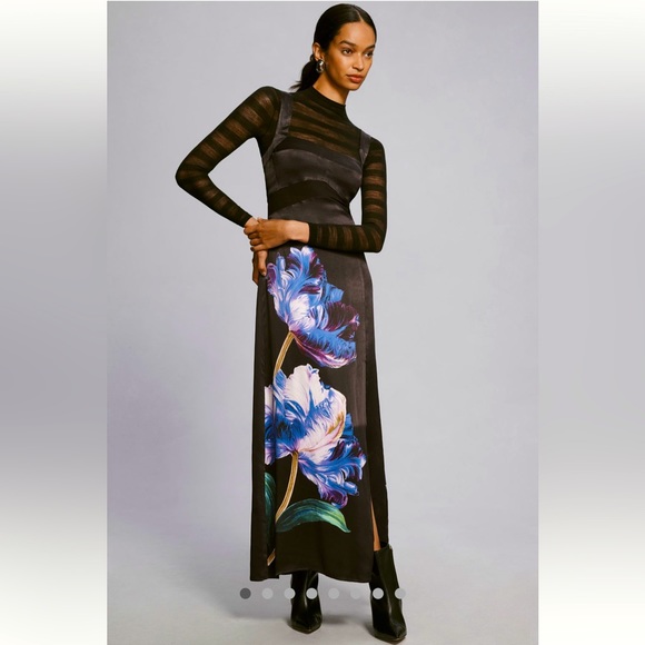 🌟LAST ONE🌟 ANTHROPOLOGIE NWT SLEEVELESS FLORAL SLIM MAXI DRESS Size 6. - Picture 3 of 13